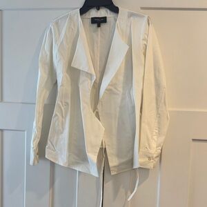 Derek Lam White Cropped Tie Front Jacket, US 4